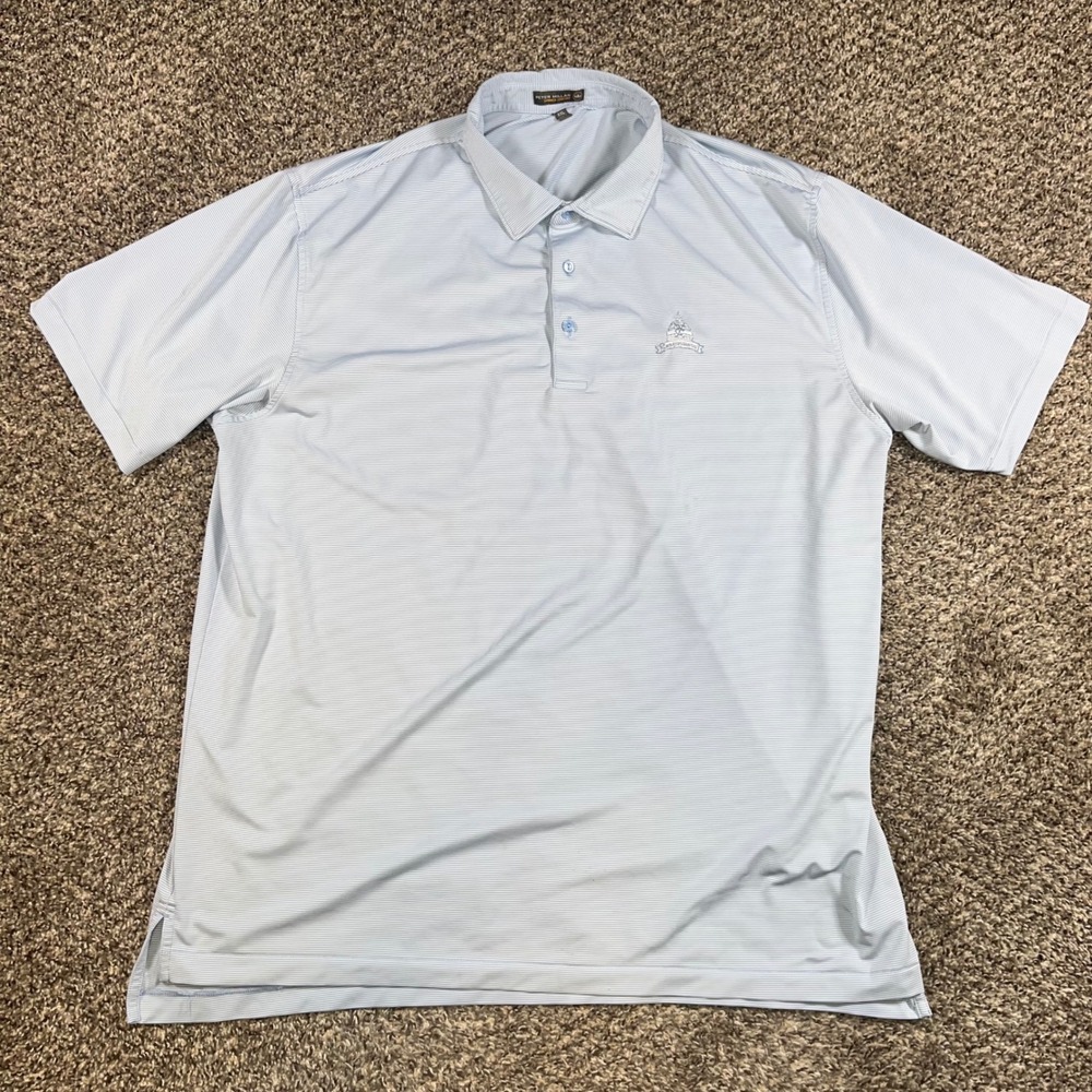 Peter Millar XXL Summer Comfort Polo Shirt Mens Blue Stripe Congressional Golf‎